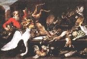 SNYDERS, Frans Still Life with Dead Game, Fruits, and Vegetables in a Market w t painting